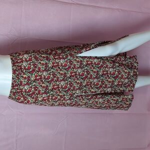 Nasty Gal Vintage Inspired Floral Split Leg Midi Skirt in Red and Green size 2